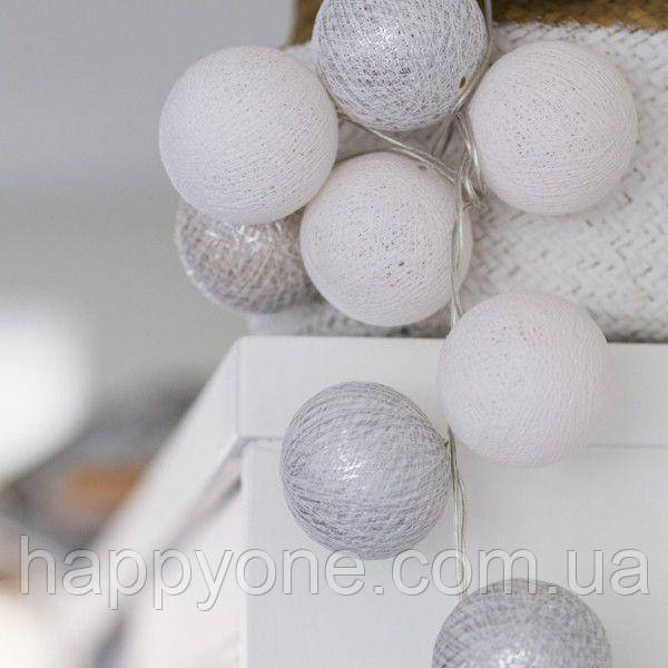 Тайська гірлянда "White-Silver" (20 кульок) петля, фото 1