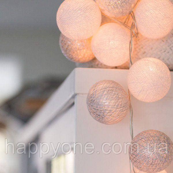 Тайська LED-гірлянда "White-Silver" (10 кульок) на батарейках