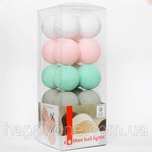 Тайська LED-гірлянда "Mint candy" (10 кульок) на батарейках