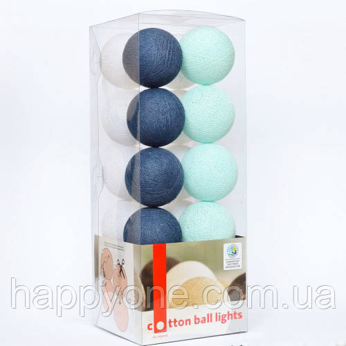 Тайська LED-гірлянда "Navy blue" (10 кульок) на батарейках