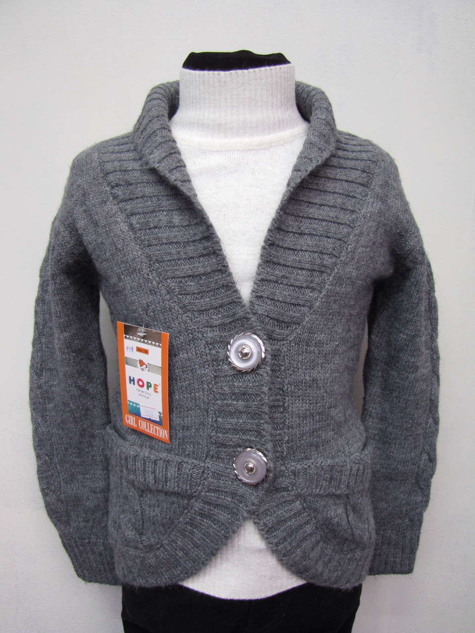 Дитяча кофта кардиган в'язаний для дівчинки 140 зростання вовна, фото 1