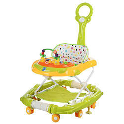 Дитячі ходунки M 3228-3 з батьківською ручкою та музичним блоком, салатові