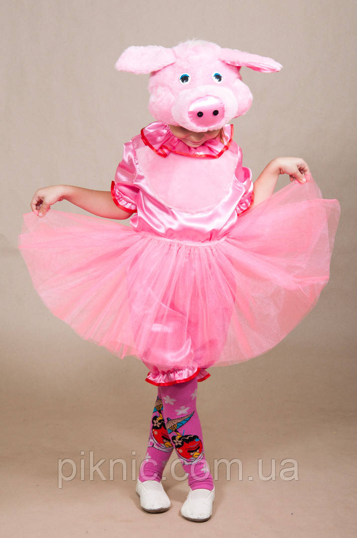 Детский костюм Хрюша для девочек 5,6,7,8 лет Карнавальный костюм Свинка Поросенок 340 - фото 3 - id-p803507706