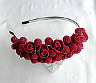 Обруч для волосся з квітами ручної роботи "Червоні трояндочки", фото 3