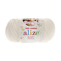 Пряжа Alize Baby wool 62 молочный (Ализе беби вул)