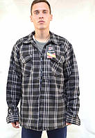 Куртка - рубашка мужская в больших размерах на меховой подкладке - застёжка молния Черный с серым, 70