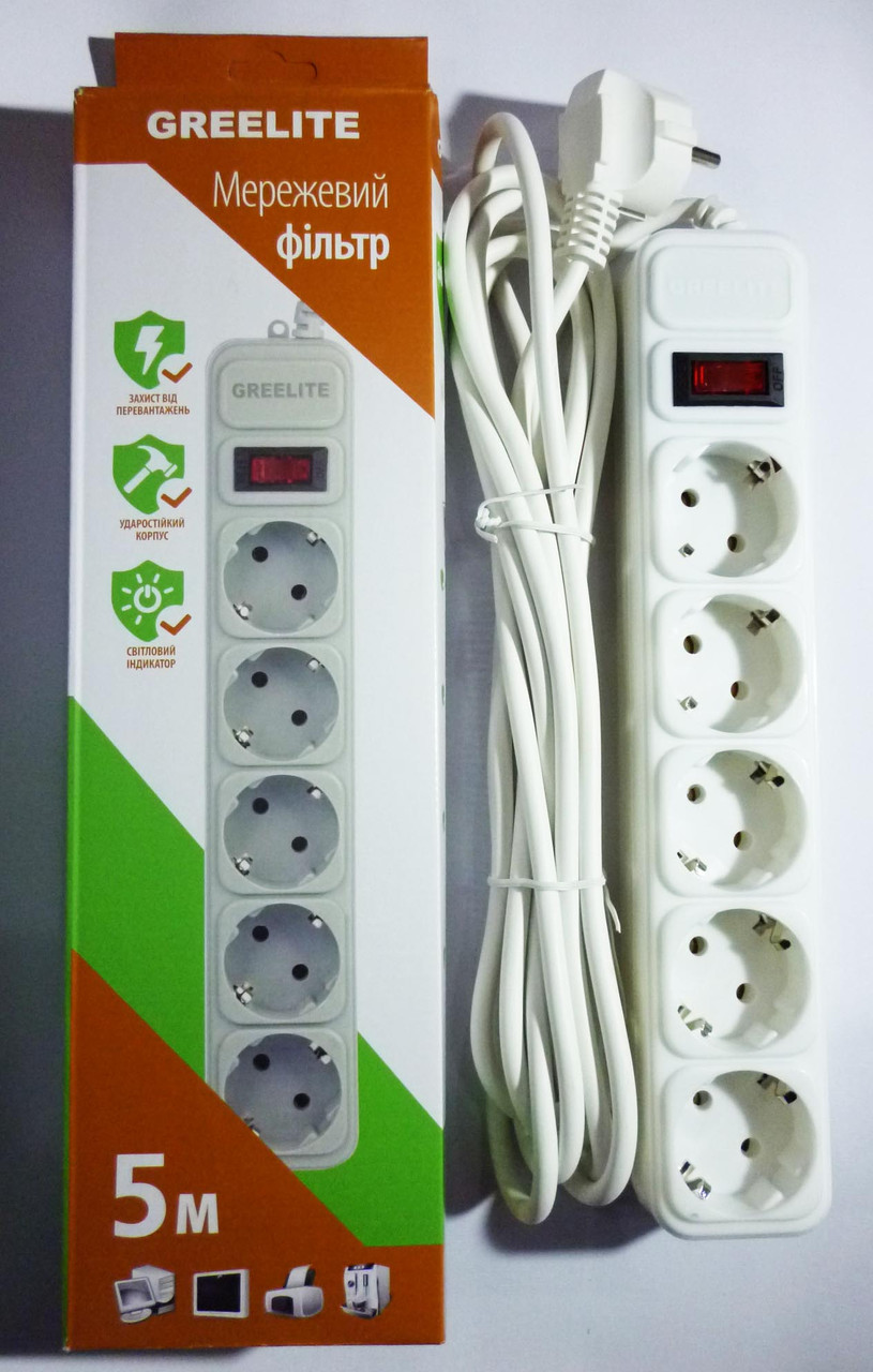 Фільтр мережевий 5 гнізд 5 м, фото 1