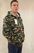 Куртка чоловіча камуфляжна на хутряній підкладці з капюшоном — застібка блискавка XL, фото 2