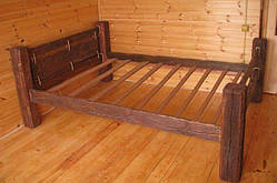 Ліжко під старовину з декором із мотузок