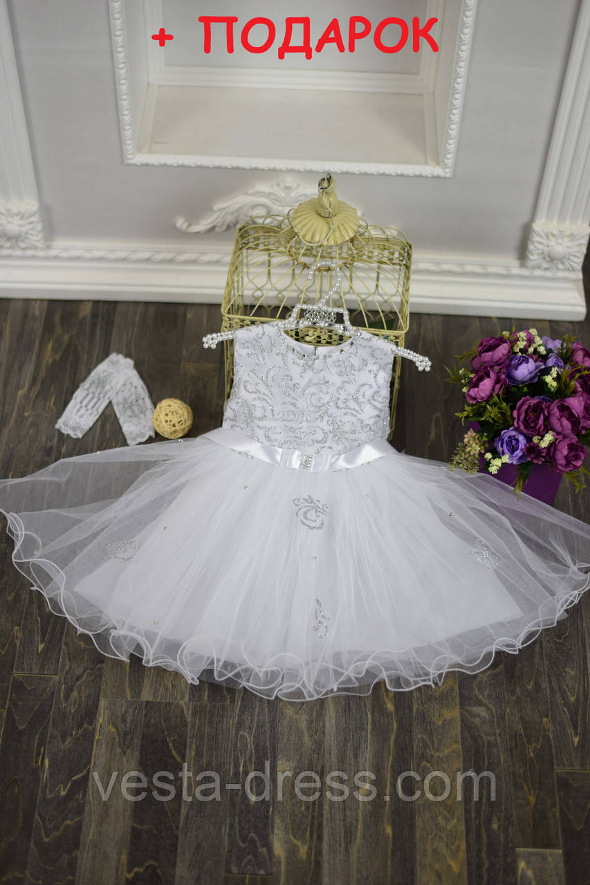 Заказать Праздничное платье для девочки +ПОДАРОК（перчатки） 3-5 лет № 79 ...