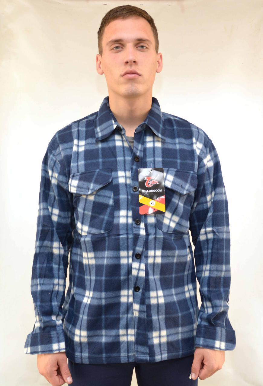 Сорочка чоловіча флісова картата ( XL Синій)