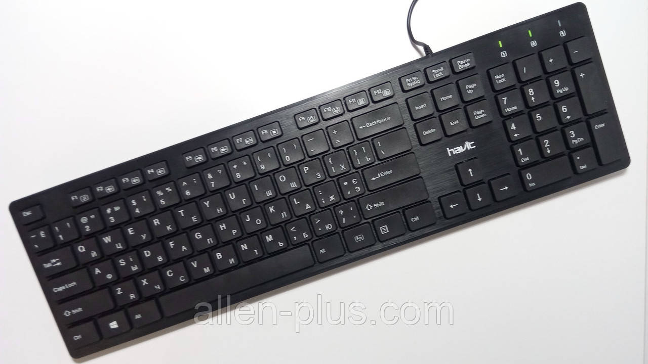 Клавіатура з низькопрофільними клавішами (СЛІМ) HAVIT HV-KB661U, Ultra-slim, USB, Black