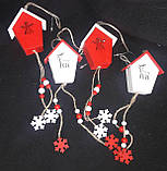 Новорічна дерев'яна підвіска "Будиночок-шпаківня", довжина 35 см, фото 5