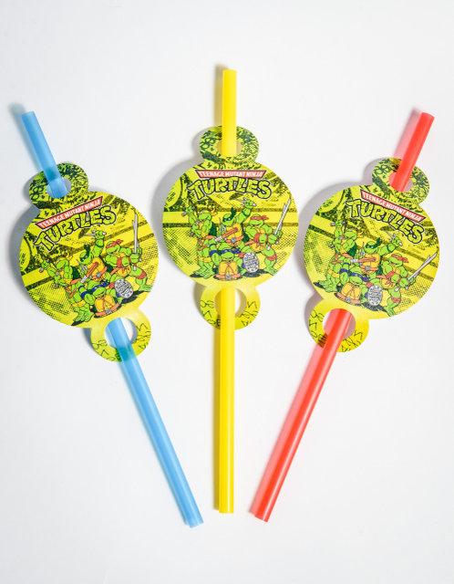 Набір великі Коктейльні трубочки без гофри (8 шт/уп.)- Черепашки Ніндзя, Салатовий