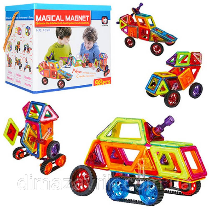 Магнітний конструктор 7098 98 деталей, фото 1