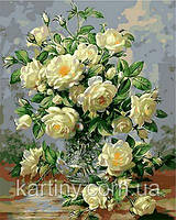 Картины по номерам 50х65 см. Babylon Букет белых роз Художник Уильямс Альберт (QS-1115)