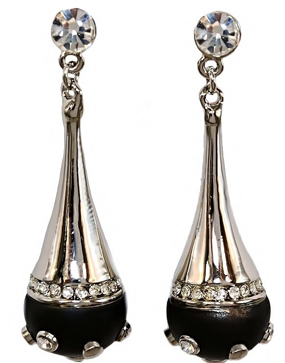 Сережки-гвоздики Neoglory. Родій. Камені: білий циркон. Довжина: 5 см. Ширина: 15 мм.