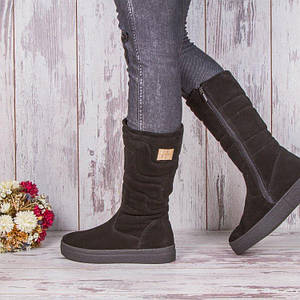 Якісні зимові замшеві чоботи з натуральної замші на платформі красиві теплі класичні комфорт для жінок 36 розмір M.KraFVT 2285