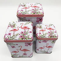 Набор коробок из жести фламинго