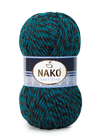 Nako SPORT WOOL ( Спорт Вул ) № 21341 черно-петрольный мулине (Шерстяная пряжа с акрилом, нитки для вязания)