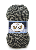 Nako SPORT WOOL ( Спорт Вул ) № 21342 черно-бежевый мулине (Шерстяная пряжа с акрилом, нитки для вязания)