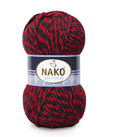 Nako SPORT WOOL ( Спорт Вул ) № 21343 чорно-червоний муліне (Вовняна пряжа з акрилом, нитки для в'язання)