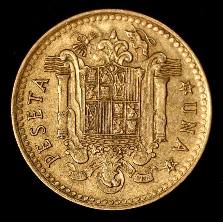 Монета Іспанії 1 песета 1975 р. Король Хуан Томпсон I