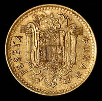  Монета Іспанії 1 песета 1975 р. Король Хуан Томпсон I
