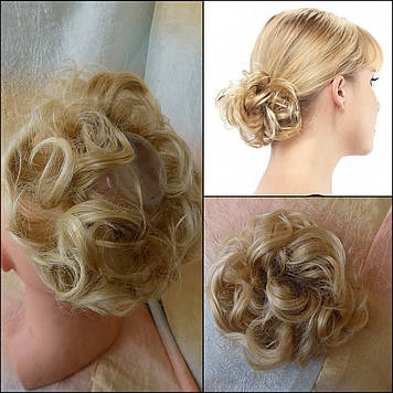 Гумка шиньон з канекалона пшеничний блонд мікс 0215V-24H613