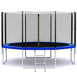 Батут для дітей та дорослих діаметром 404 см SkyJump 13 фт із зовнішньою сіткою та драбинкою
