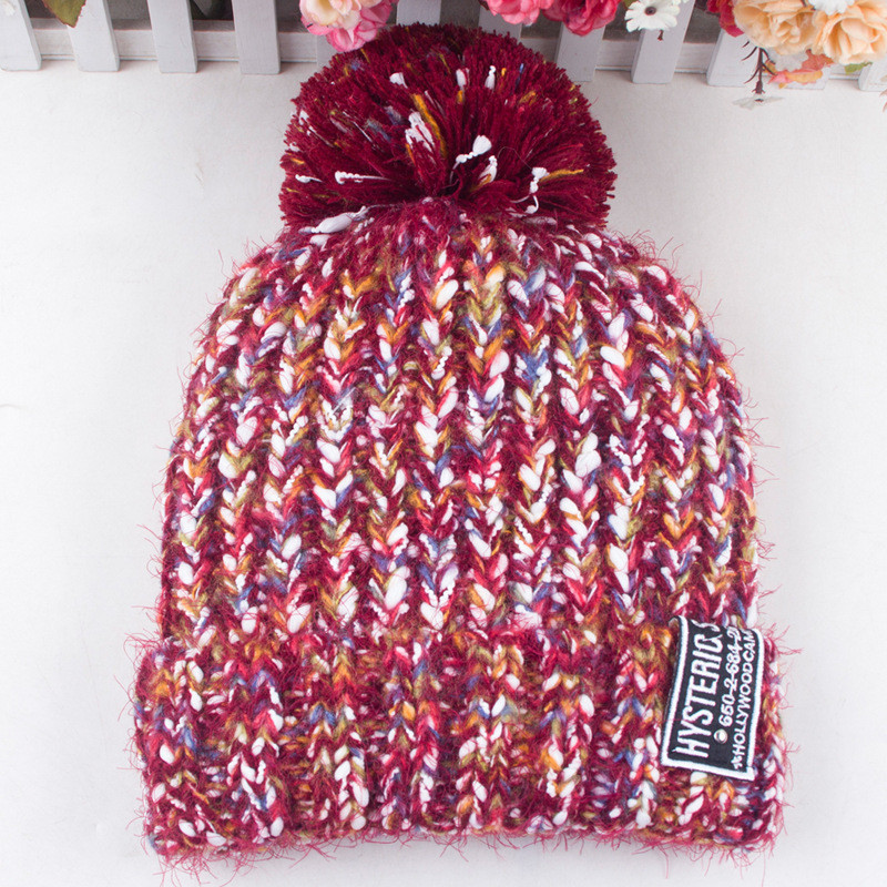 Вовняна жіноча зимова шапка бордова, фото 1