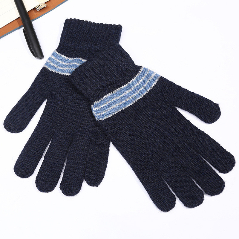 Рукавички в смужку унісекс весна/осінь сині, фото 1