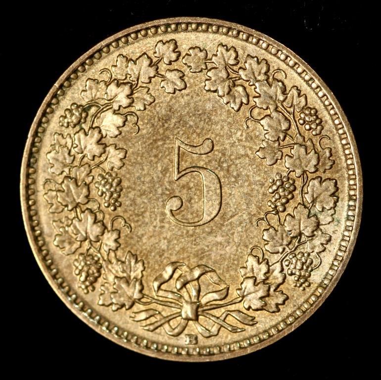 Монета Швейцарії 5 рапен 1982-2015 рр., фото 1