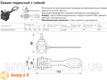 Підвісний затискач tarel.ukp.4.06.25.prz 4х (6-25) E.NEXT, фото 3