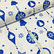 Тканина бавовняна новорічна, довгі сині іграшки на білому, фото 2
