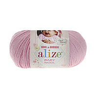 Пряжа Alize Baby wool 185 нежно-розовый (Ализе беби вул)