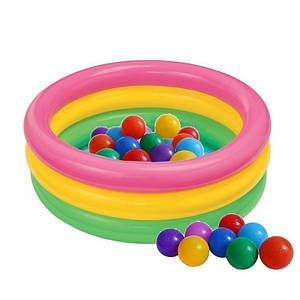 Дитячий надувний басейн Intex 58924-1 «Райдуга», з кульками 10 шт., 86 х 25 см 