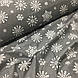 Тканина бавовняна новорічна, білі великі сніжинки на сірому, фото 4