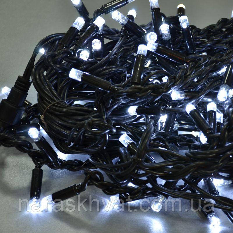 Гірлянда вулична Штора LED 200, холодний білий, чорний дріт