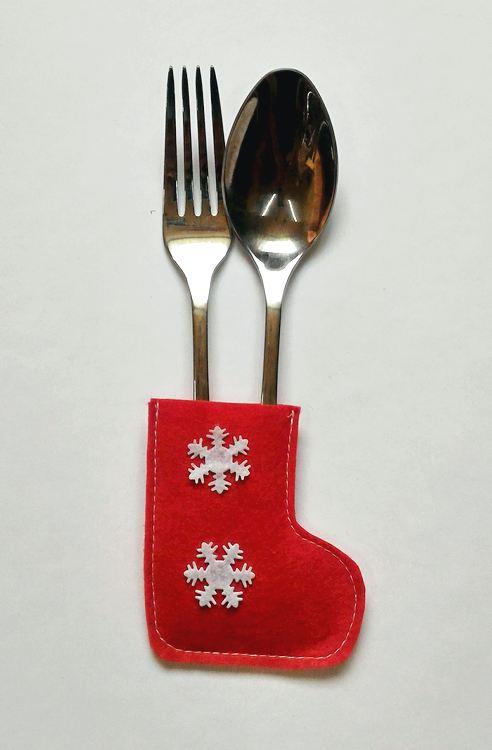 Чобіт новорічний для столового приладдя червоний, фото 1