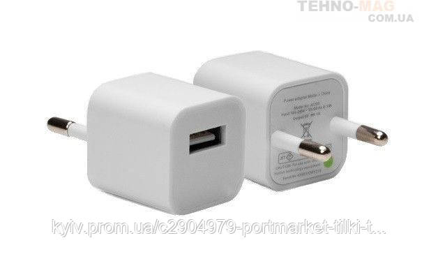 Адаптер-зарядка USB 220V 1А кубик, блок питания, White, цена 67.15 грн ...