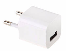 Адаптер-заряджання USB 220 V 1 А кубик, блок живлення, White