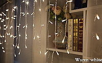 Светодиодная гирлянда бахрома LED 100 лампочек с коннектором: длина 3м, желтый цвет