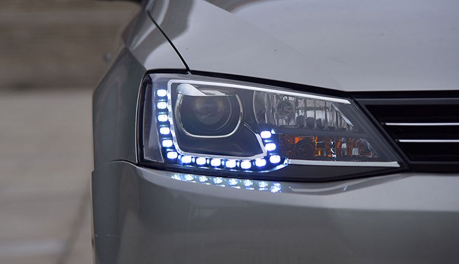 Передні фари VW Jetta 6 тюнінг Led оптика стиль GLI (лінза під ксенон)