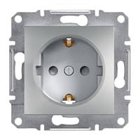 Розетка одинарна з з/к і захисними шторками алюмінієва Asfora Schneider electric EPH2900261