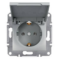 Розетка з захисною кришкою та заземленням алюмінієва Schneider еlectric Asfora EPH3100161