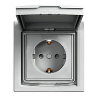 Розетка вологозахищена з заземленням IP44 алюмінієва Schneider electric Asfora EPH3100361