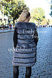 Жіноча безрукавка жилетка Еко Хутро 90 см Сірий, фото 5