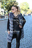 Жіноча безрукавка жилетка Еко Хутро 90 см Сірий, фото 4