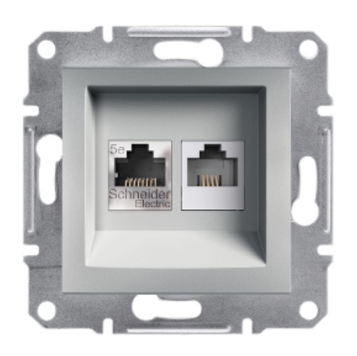 Розетка комп'ютер+ телефон RJ45 + RJ11 алюмінієва гавкоту Asfora Schneider еlectric EPH4900161